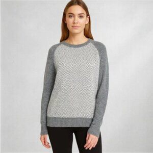 J. Crew 100% Lambswool Women’s Sweater S Gray Herringbone Knit Crewneck